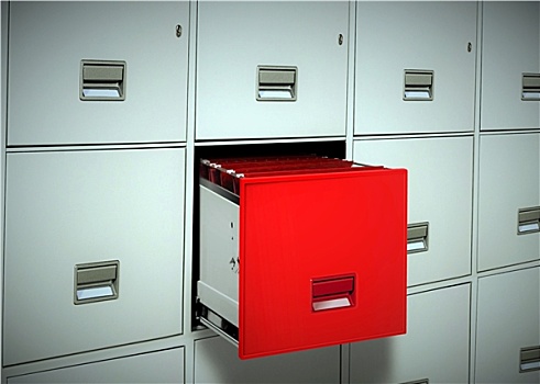 红色,文件柜