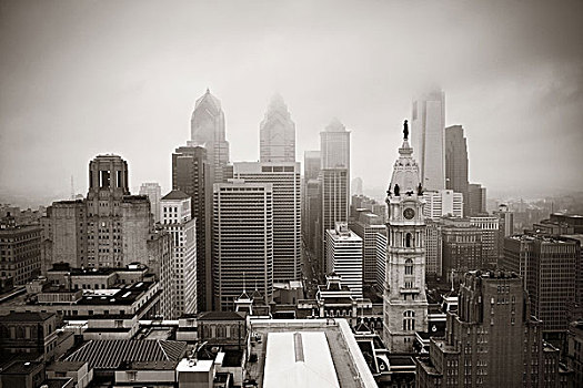 费城,城市,屋顶,风景,摩天大楼
