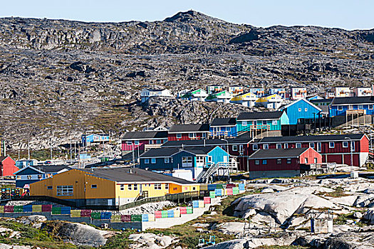 彩色,房子,伊路利萨特,格陵兰,北美