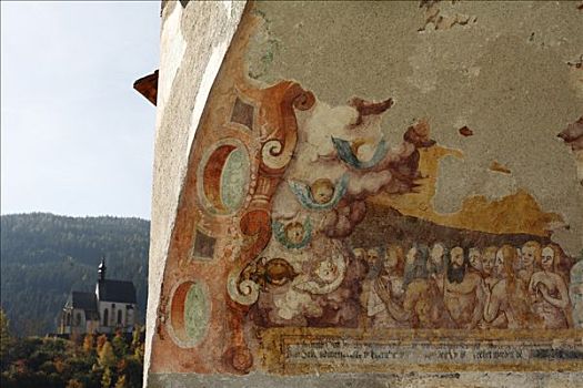 壁画,墙壁,城镇,教区教堂,教堂,施蒂里亚,奥地利,欧洲