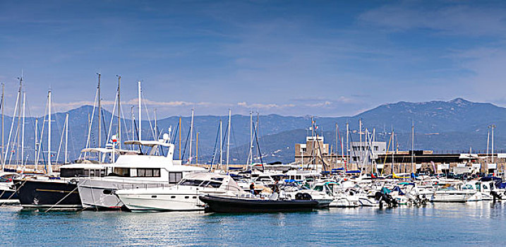 航行快艇,高兴,摩托艇,停泊,码头,阿雅克肖,科西嘉岛,法国