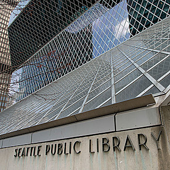 建筑细节,西雅图,中央图书馆,华盛顿,美国