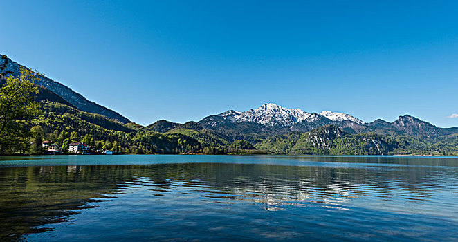 风景,湖,雪山,上巴伐利亚,巴伐利亚,德国,欧洲