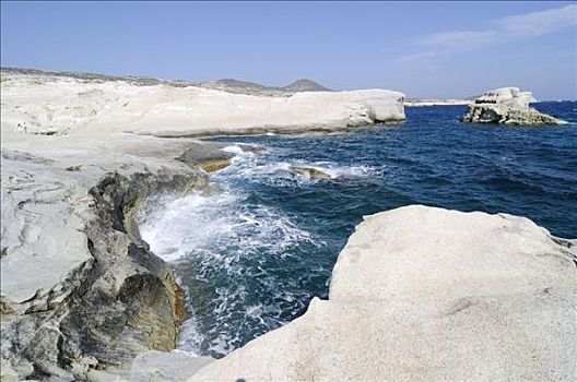 岩石构造,基克拉迪群岛,希腊,欧洲