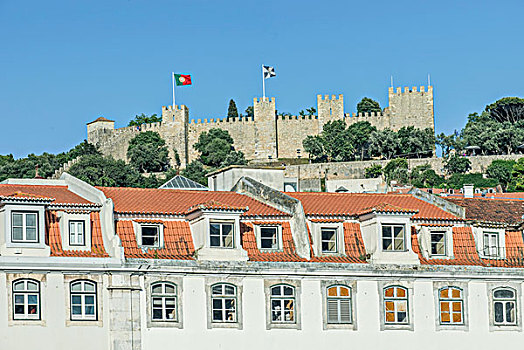 葡萄牙,里斯本,屋顶,城堡,举起,大幅,尺寸