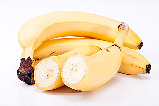 多,新鲜水果,黄色,香蕉,白色背景,背景