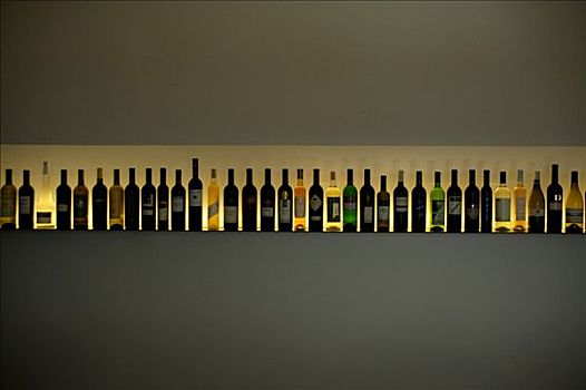 葡萄酒瓶,光亮,排列,布尔根兰,奥地利