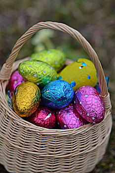 彩色,复活节彩蛋,篮子,法国