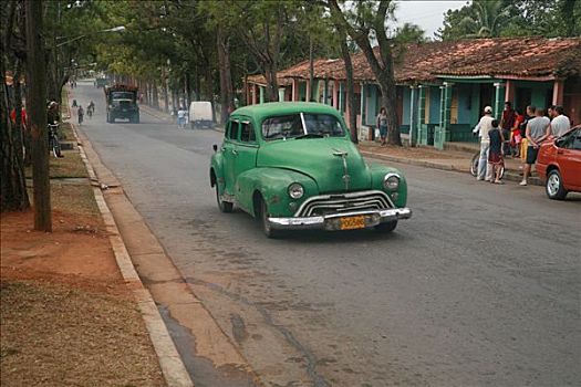 老爷车,驾驶,街景,云尼斯,省,古巴,拉丁美洲