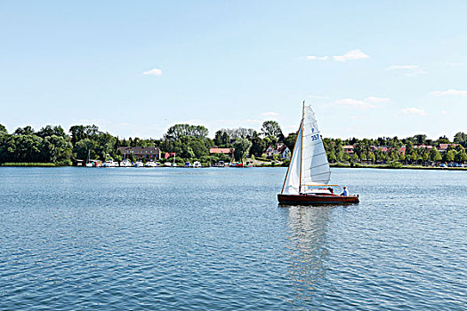 帆船,梅克伦堡,湖区,夏天