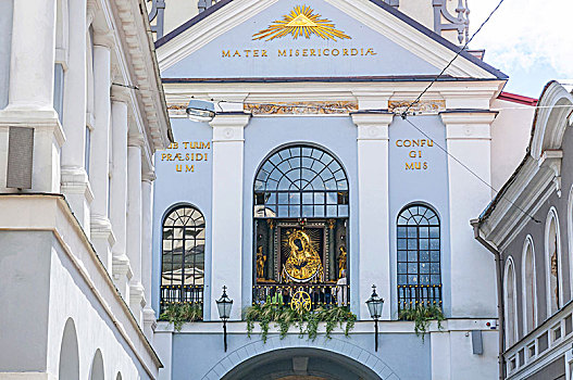 小教堂,圣母,大门,黎明,中间,后面,玻璃窗,维尔纽斯,立陶宛