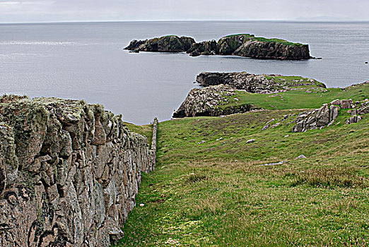 苏格兰,群岛,设得兰群岛,墙壁,石头,地区,西部,大陆