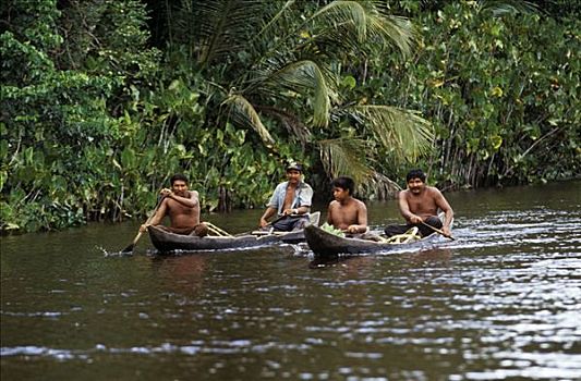 印第安人,独木舟,委内瑞拉,南美