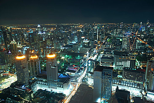 夜晚,城市,城市灯光,曼谷,泰国