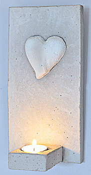 水泥,蜡烛,灯架,心形,创意,照亮,茶烛