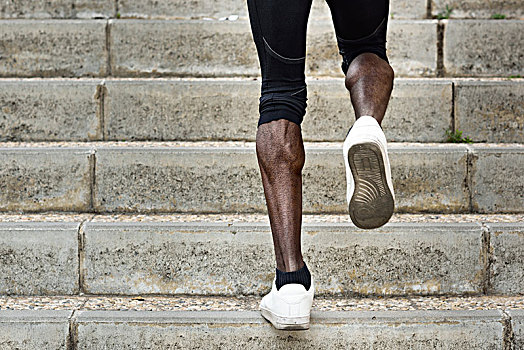 运动,腿,黑色,男人,尖锐,肌肉,跑,楼梯,台阶,非洲男性,慢跑,城市,训练,锻炼