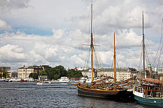 船,帆船,水,岛屿,斯德哥尔摩,瑞典