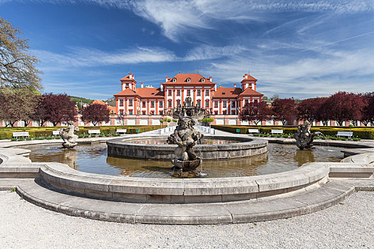 宫殿,晴天,布拉格,喷泉,捷克共和国