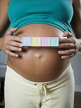 怀孕,婴儿,积木,腹部