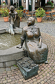 青铜,喷泉,雕刻师,北莱茵威斯特伐利亚,德国,欧洲