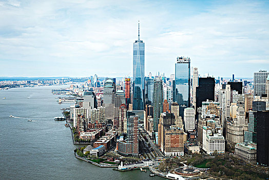 航拍,曼哈顿,一个,世界,痕迹,中心,纽约,美国