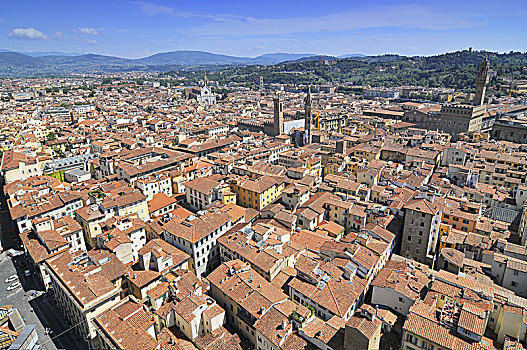 风景,屋顶,佛罗伦萨,中央教堂,街道,仰视,意大利