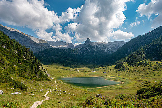 湖,顶峰,国家公园,贝希特斯加登地区,上巴伐利亚,巴伐利亚,德国,欧洲