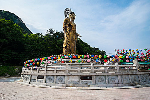 金色,雕塑,法往寺,复杂,韩国