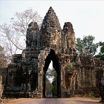 柬埔寨,吴哥窟,南门