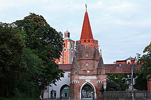 城门,女人,圣母大教堂,因格尔斯塔德特,上巴伐利亚,巴伐利亚,德国,欧洲