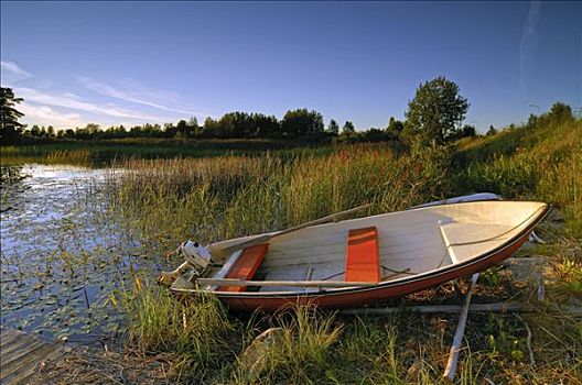 木船,湖,挪威,斯堪的纳维亚,欧洲