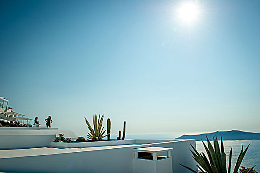 风景,屋顶,建筑,锡拉岛,希腊