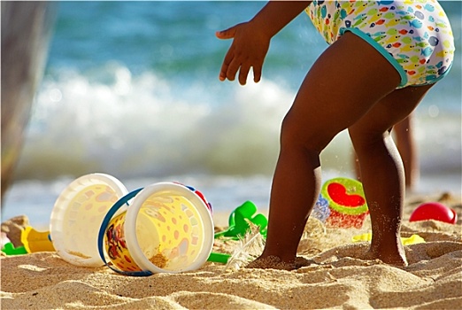 孩子,玩具,海滩