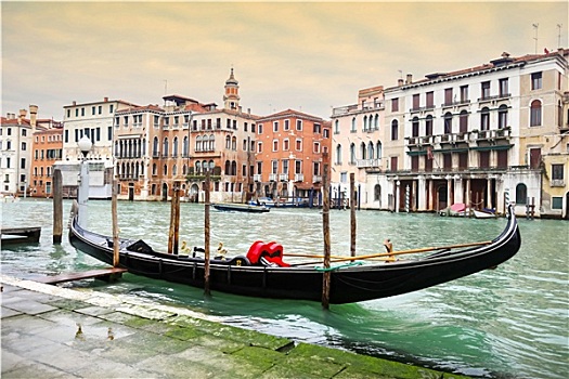 空,小船,停放,威尼斯