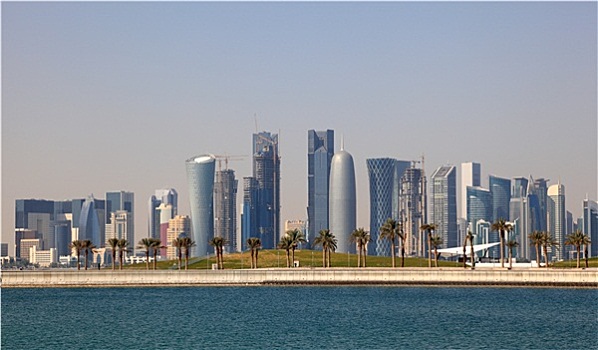 天际线,多哈,市区,卡塔尔,中东