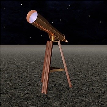 青铜,望远镜,上方,星空