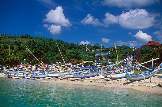 渔船,海滩,巴东白,巴厘岛,印度尼西亚,亚洲