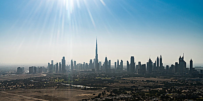 鸟瞰迪拜城市全景
