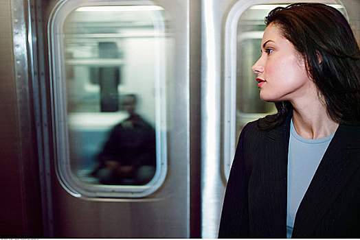 女人,地铁,纽约,美国