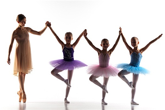 三个,小,芭蕾舞女,跳舞,芭蕾舞,教师,舞蹈室