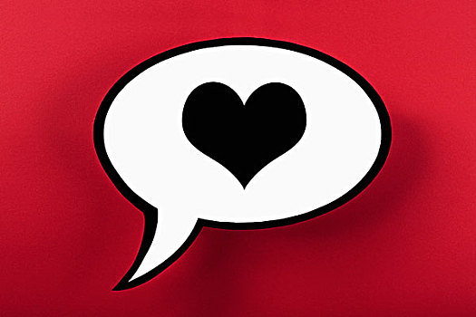 心形,对话气泡框,红色背景