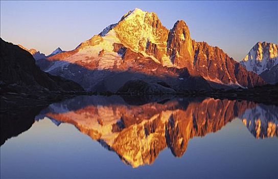 顶峰,反射,夏蒙尼,法国