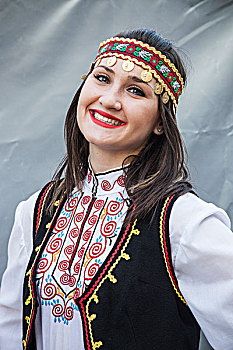 保加利亚,中心,山,卡赞勒克,玫瑰,节日,城镇,百分比,油,美女,传统服装