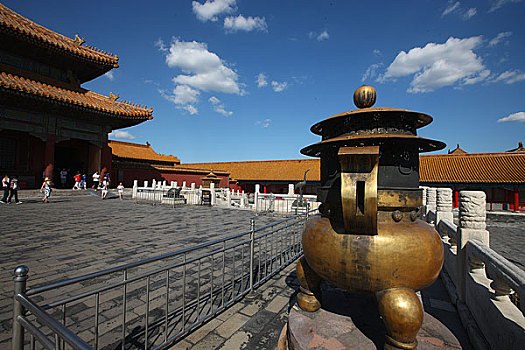 北京故宫乾清宫前的铜炉