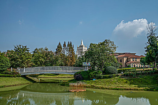 婚庆文化园美景－教堂城堡,钟楼,婚典大道,思慕桥