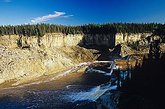 双子瀑布,峡谷,加拿大西北地区,加拿大