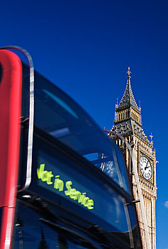 英格兰,伦敦,威斯敏斯特,红色,双层巴士,巴士,过去,大本钟