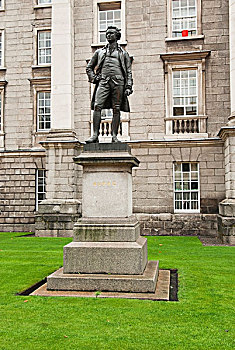 雕塑,一个,男人,正面,建筑,爱尔兰