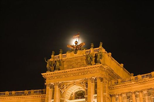 霍夫堡皇宫,夜晚,维也纳,奥地利,仰视