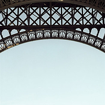 法国,巴黎,艾菲尔铁塔,特写,蓝色,欧洲,景象,地标建筑,塔,留白,铁,金属,科技,建筑,宽阔,优雅,历史